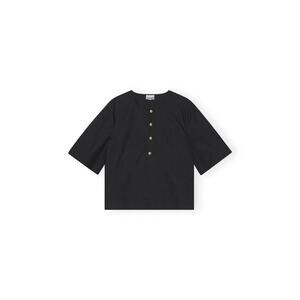 GANNI Cotton Poplin Blouse - 38 - Black